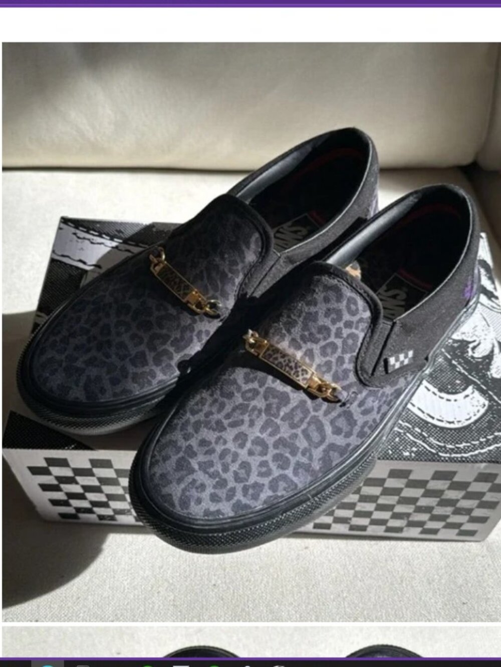 Vans x Cher Strawberry Skate Slip on Cheetah Black gold Women's 8.5